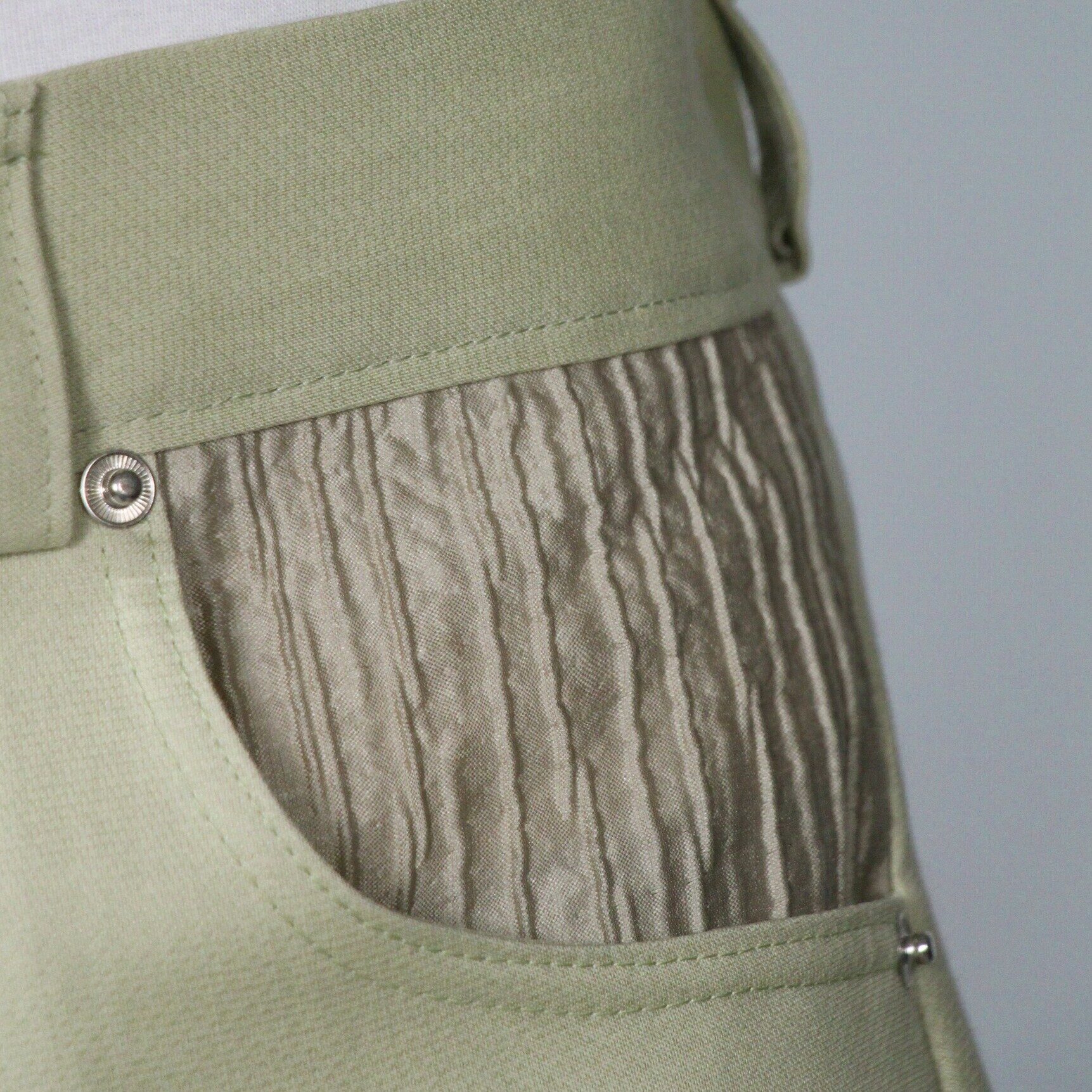 Pantalon lin naturel vert poche