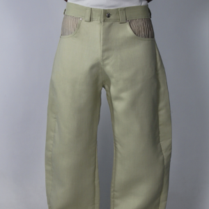 Pantalon lin naturel vert avant